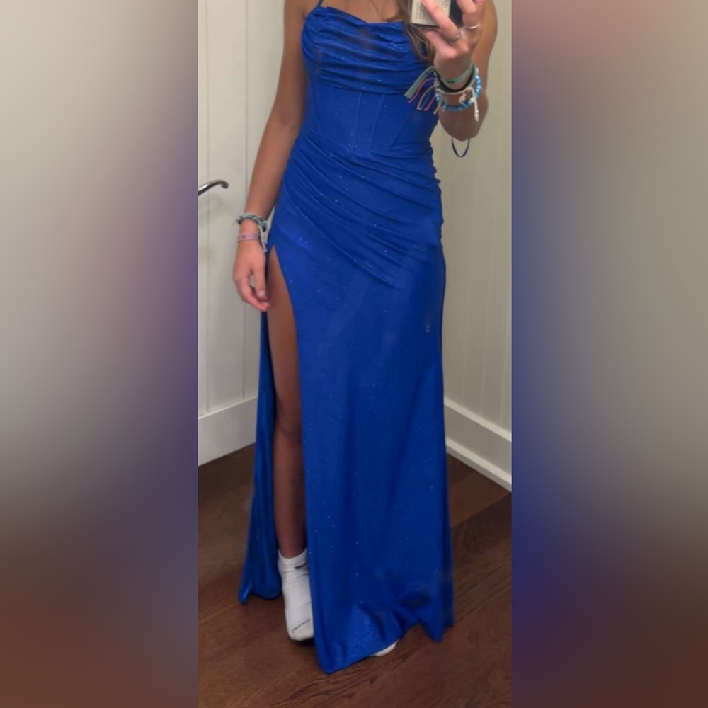 Royal blue prom gown sparkly